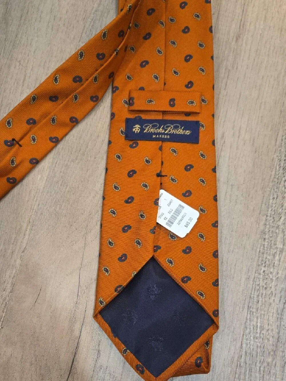 Brooks Brothers Orange Paisley Silk Tie NWT!